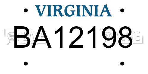 BA12198 Virginia License Plate