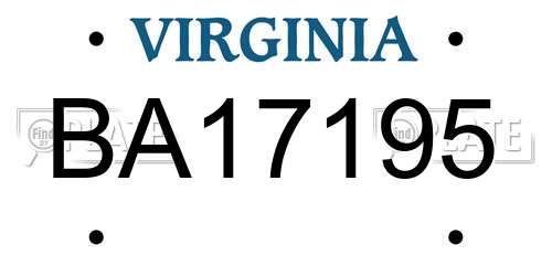 BA17195 Virginia License Plate