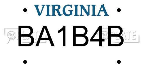 BA1B4B Virginia License Plate