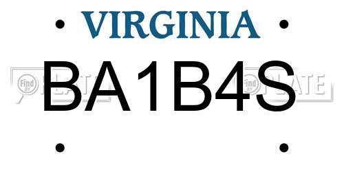 BA1B4S Virginia License Plate