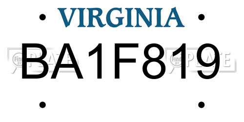 BA1F819 Virginia License Plate