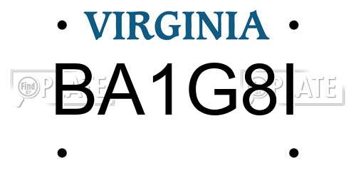 BA1G8I Virginia License Plate