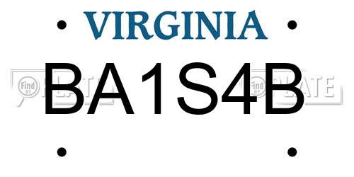 BA1S4B Virginia License Plate