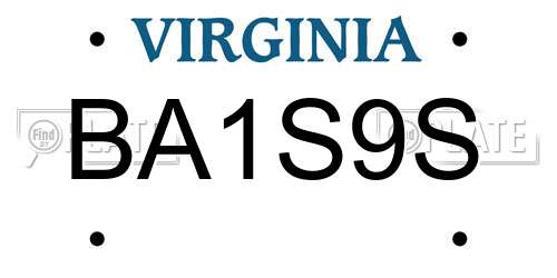 BA1S9S Virginia License Plate