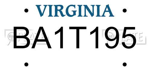 BA1T195 Virginia License Plate