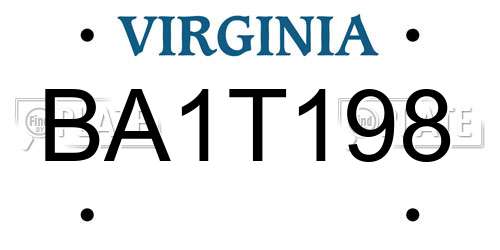 BA1T198 Virginia License Plate