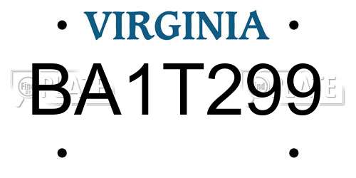 BA1T299 Virginia License Plate