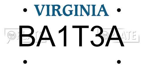 BA1T3A Virginia License Plate