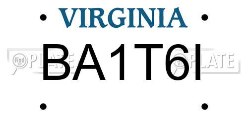 BA1T6I Virginia License Plate