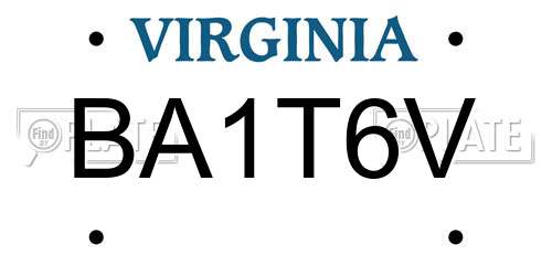 BA1T6V Virginia License Plate