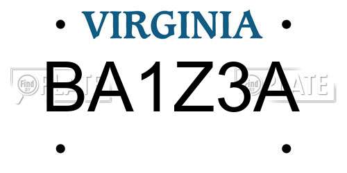 BA1Z3A Virginia License Plate