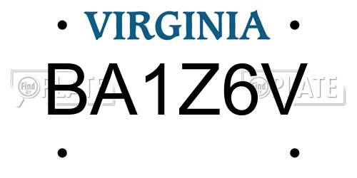 BA1Z6V Virginia License Plate