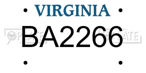 BA2266 Virginia License Plate