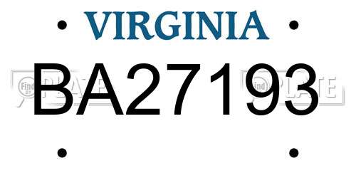 BA27193 Virginia License Plate