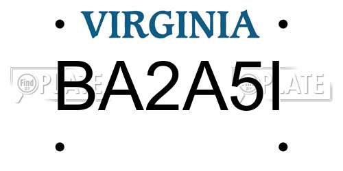 BA2A5I Virginia License Plate