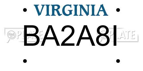 BA2A8I Virginia License Plate