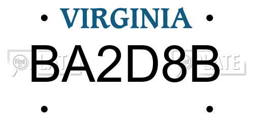 BA2D8B Virginia License Plate