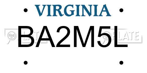 BA2M5L Virginia License Plate