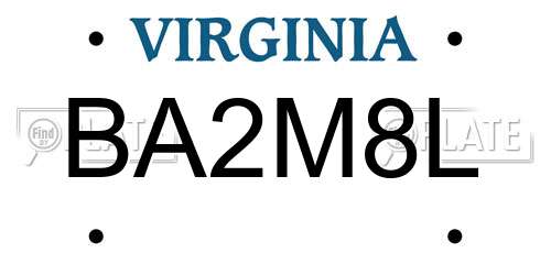 BA2M8L Virginia License Plate
