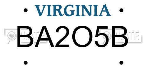 BA2O5B Virginia License Plate