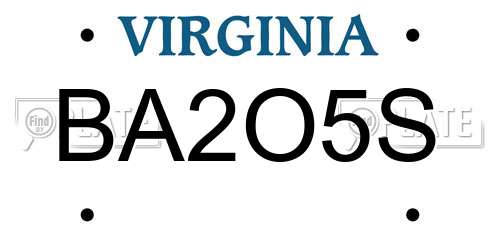 BA2O5S Virginia License Plate