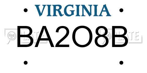 BA2O8B Virginia License Plate