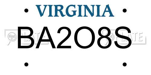BA2O8S Virginia License Plate