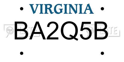 BA2Q5B Virginia License Plate