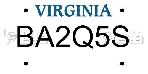 BA2Q5S Virginia License Plate