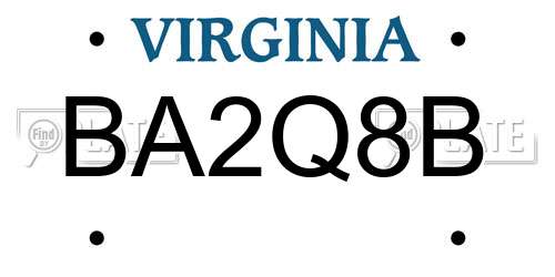 BA2Q8B Virginia License Plate