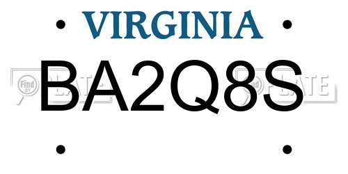 BA2Q8S Virginia License Plate