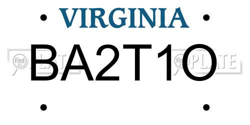 BA2T1O Virginia License Plate