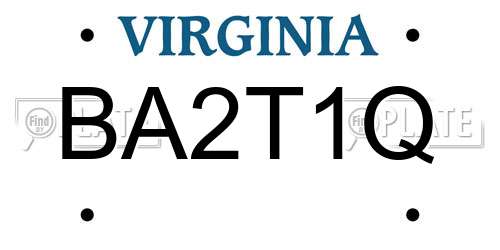 BA2T1Q Virginia License Plate