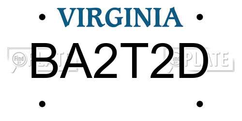 BA2T2D Virginia License Plate