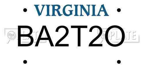 BA2T2O Virginia License Plate
