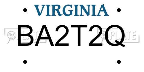 BA2T2Q Virginia License Plate