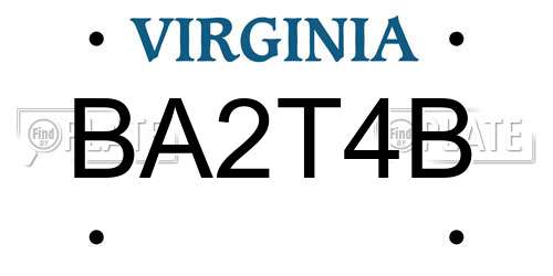 BA2T4B Virginia License Plate