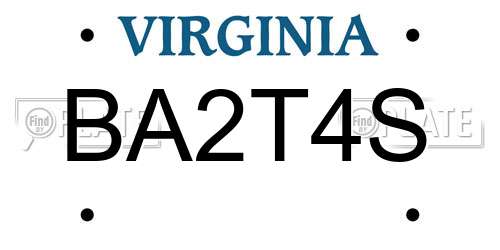 BA2T4S Virginia License Plate