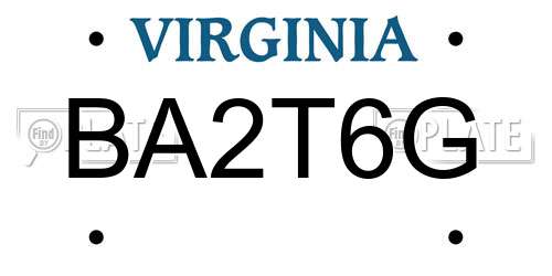 BA2T6G Virginia License Plate