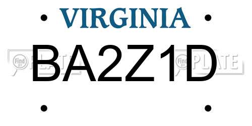 BA2Z1D Virginia License Plate