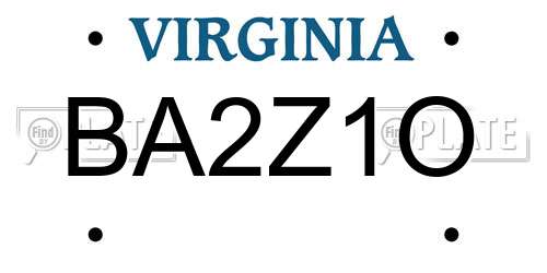 BA2Z1O Virginia License Plate