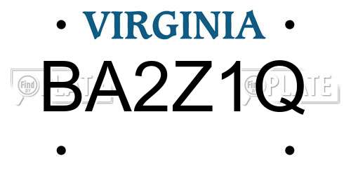 BA2Z1Q Virginia License Plate