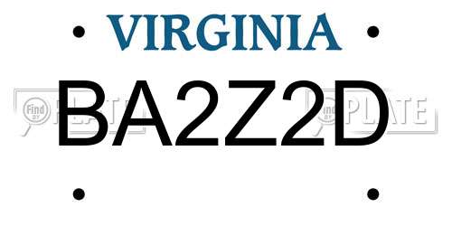 BA2Z2D Virginia License Plate
