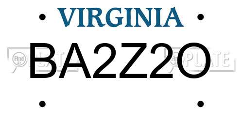 BA2Z2O Virginia License Plate
