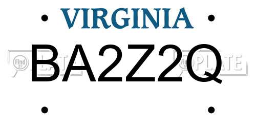 BA2Z2Q Virginia License Plate