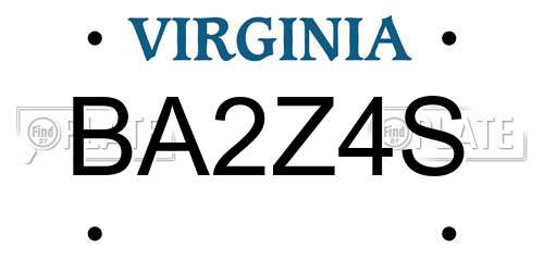 BA2Z4S Virginia License Plate
