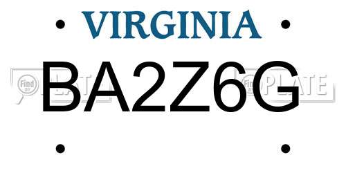 BA2Z6G Virginia License Plate