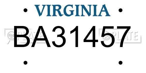 BA31457 Virginia License Plate