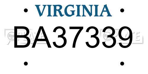 BA37339 Virginia License Plate