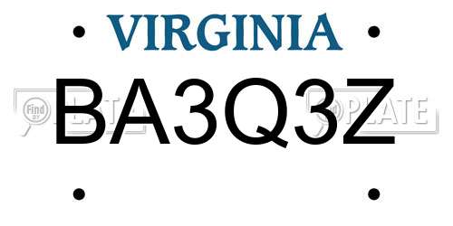 BA3Q3Z Virginia License Plate